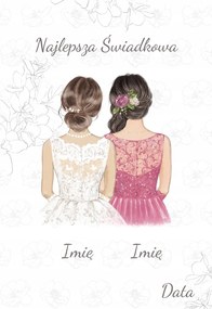 Üvegkeret 11 x 16 cm Esküvői Ajándéktárgy Üvegen Menyasszony és Tanú