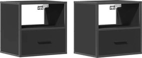vidaXL 2 db fekete falra szerelhető éjjeliszekrény 40 x 31 x 39,5 cm