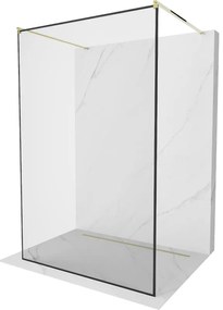 Mexen, Mexen Kioto zuhanykabin fala 160 x 200 cm, átlátszó/fekete minta 8 mm, arany- 800-160-002-50-70