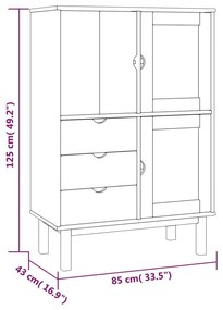 OTTA tömör fenyőfa magasszekrény 85 x 43 x 125 cm
