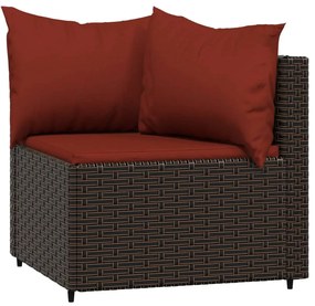 3 részes barna polyrattan kerti ülőgarnitúra párnával