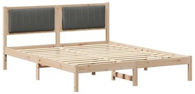 Ágykeret Kárpitozott Fejtámlával Sötétszürke 160 x 200 cm