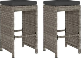 vidaXL 2 db szürke polyrattan kerti bárszék párnával