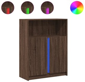 barna tölgy szerelt fa tálalószekrény LED-del 77x34x100 cm