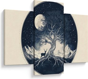 Kép – Mágikus fa szarvassal I. (90x60 cm)