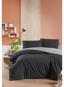Fekete-szürke egyszemélyes-hosszabbított pamut ágyneműhuzat lepedővel 160x220 cm – Mila Home