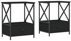 2 db fekete szerelt fa éjjeliszekrény 50x41x65 cm