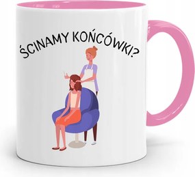 Rózsaszín Bögre Fodrásznak Vágjuk Le A Végeket fényképes nyomattal