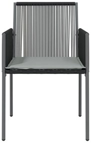 6 db fekete polyrattan kerti szék párnával 54x60,5x83,5 cm
