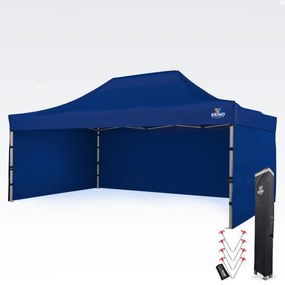 Reklámsátor 4x6 m Prémium (Alu) 3 oldallal – Gyorsan felállítható - plusz 3 oldalfal - Kék