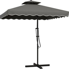 Outsunny Napernyő, 243 x 243 cm-es Erkély Napernyő UV Védelemmel, Cantilever Napernyő Két Rétegű Ponyvával, Keresztalap, Ráncos Terasznapernyő, 4 Tart