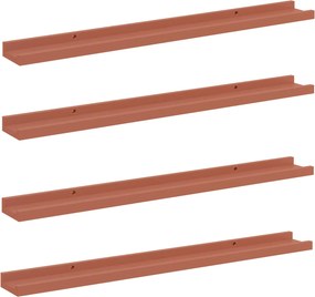 vidaXL Falpolc polcokkal tárolóval 4 pcs Piros 80 x 9 x 3 cm Faanyag