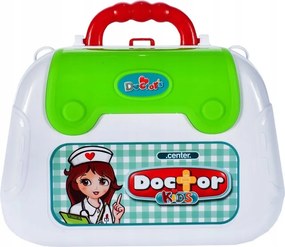 Gyermek orvosi készlet, fogantyús bőrönddel, hordozószíjjal, 12 kiegészítővel, többszínű