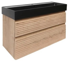 Naturel Savona Fürdőszobaszekrény mosdóval, 2 fiókos 98x53x44,8 cm matt Halifax tölgy SAVONA2100DHSATC