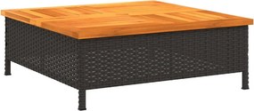 vidaXL fekete polyrattan és akácfa napernyőtalp-burkolat 70x70x25 cm