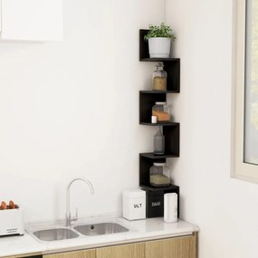 fekete szerelt fa fali sarokpolc 20 x 20 x 127,5 cm