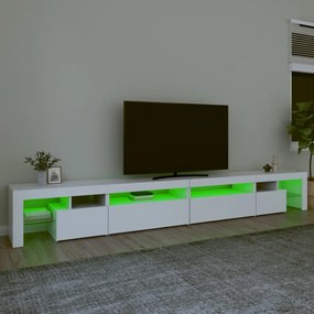 fehér TV-szekrény LED-lámpákkal 290x36,5x40 cm