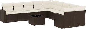 vidaXL 11 részes barna polyrattan kerti ülőgarnitúra párnákkal