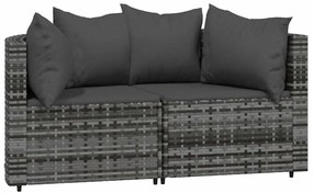 3 részes szürke polyrattan kerti ülőgarnitúra párnákkal