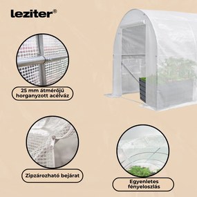 Fóliasátor 200x300x450 cm erősített vázzal+fólia fehér