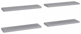 4 db szürke MDF lebegő fali polc 90 x 23,5 x 3,8 cm