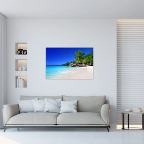 Kép a strandról a Praslin szigeten (90x60 cm)