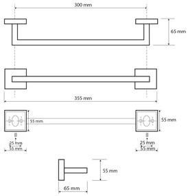 SAPHO XQ401 X-Square törülközőtartó 35 cm, ezüst