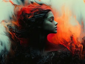 Vászonkép Canvas Nő Tűz Lángok Dark Art 80x60