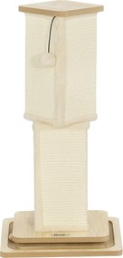 PawHut 3 az 1-ben Kaparóoszlop, 67 cm Magas Kaparóoszlop, Zsineggel Borított Macskakaparó Fa Játszóballal, Macskakaparó Bútor, Beltéri, Tölgy | Aosom