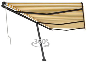 sárga-fehér automata póznás napellenző 600 x 350 cm