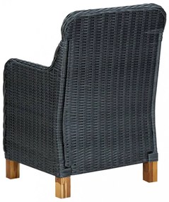 vidaXL 9 részes sötétszürke polyrattan kültéri étkezőszett párnákkal