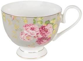 Klasszikus vintage stílusú porcelán csésze + alj 200 ml rózsaszín rózsás