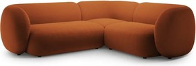 Terrakotta színű bársony sarokkanapé (jobb oldali-L alakú) Kate – Micadoni