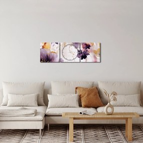 Kép - Akvarell virágok (órával) (90x30 cm)