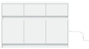 fehér szerelt fa TV-szekrény LED-ekkel 91 x 34 x 61 cm