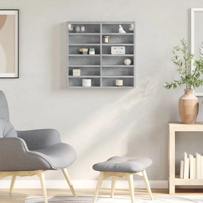 betonszürke szerelt fa vitrinszekrény 60 x 8,5 x 58 cm