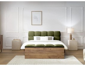 Zöld kárpitozott franciaágy ágyráccsal 160x200 cm Kumo – Bobochic Paris