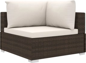 11 részes barna polyrattan kerti bútorszett párnákkal
