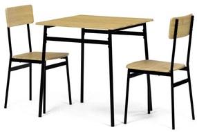 Set de sufragerie (1+2), MDF, decor stejar, cadru metalic negru