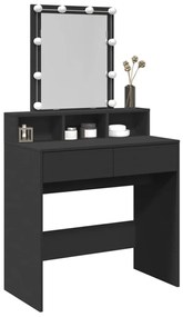 fekete fésülködőasztal LED-del 80 x 41 x 144,5 cm