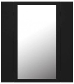 fekete akril LED-es fürdőszobaszekrény tükörrel 40x12x45 cm