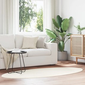 Szőnyegek Krém Gyapjú 100 x 200 cm Területszőnyeg Ovális