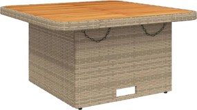 vidaXL bézs polyrattan és akácfa kerti asztal 80 x 80 x 71 cm