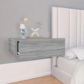 2 db szürke-sonoma szerelt fa függő éjjeliszekrény 40x30x15 cm