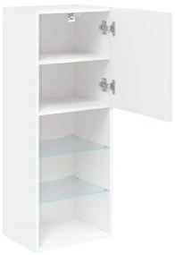 fehér TV-szekrény LED lámpákkal 40,5 x 30 x 102 cm