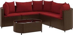 vidaXL 6 részes barna polyrattan kerti ülőgarnitúra párnával