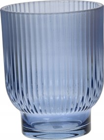 Dekoratív üveg gyertyatartó átlátszó bordázott színek 12,5cm 1db