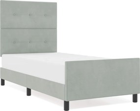 vidaXL Boxrugós ágy fejtámlával Világosszürke 100 x 200 cm Bársony