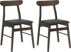 vidaXL Étkezőszék 2 pcs Sötétbarna és Fekete Tömör Gumi Fa