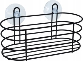 Praktikus Fürdőszobai Kosár Fekete Tapadókorongos Ovális